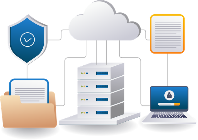 Endpoint data security cloud server management  Illustration