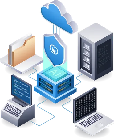Endpoint data security cloud server technology  Illustration