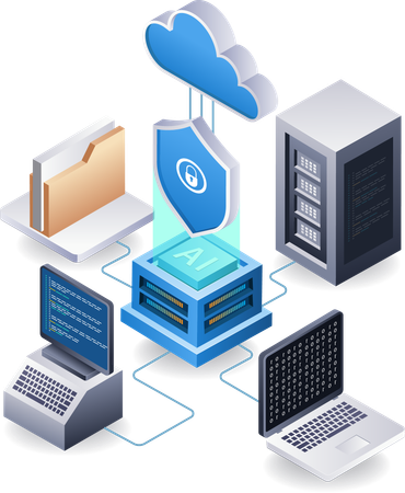 Endpoint data security cloud server technology  Illustration