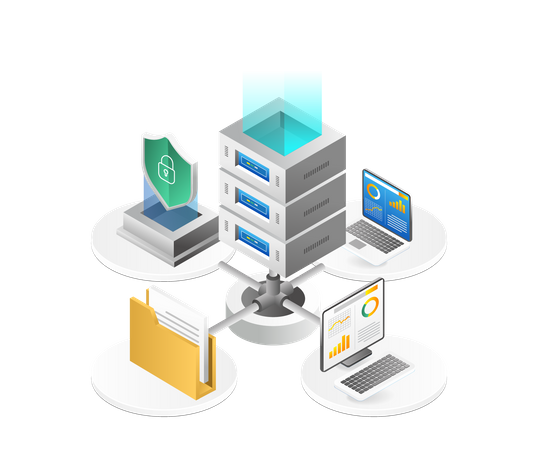 Endpoint security server network  Illustration