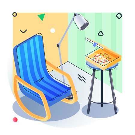 Endroit relaxant avec pizza  Illustration