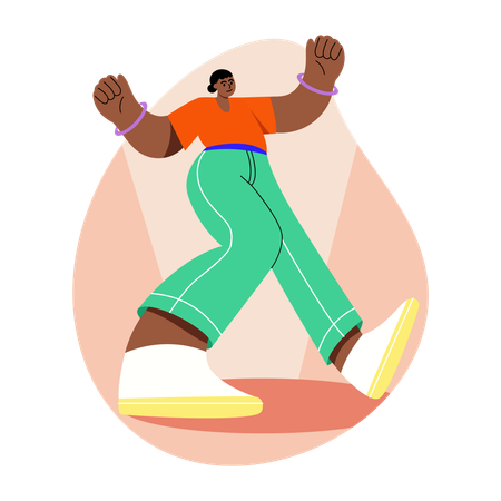 Energetic dance performance given by lady  Illustration