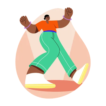 Energetic dance performance given by lady  Illustration