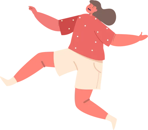 Energetic Girl Jump  Illustration