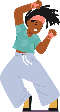 Energetic Kid Groove To Hip Hop Beats Showcasing Dynamic Moves With Flair Synced Rhythms Playful Footwork And Vibrant Expressions Create A Joyous And Lively Dance Spectacle Vector Illustration Illustration