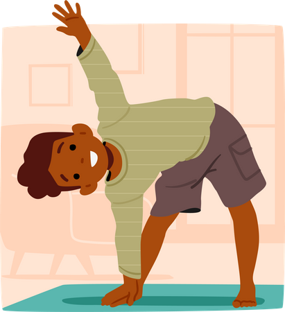 Energetic Little Boy Enthusiastically Engages In Morning Exercises  Illustration
