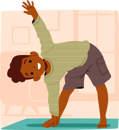 Energetic Little Boy Enthusiastically Engages In Morning Exercises  Illustration