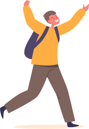 Energetic Little School Boy  Illustration