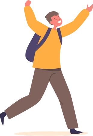 Energetic Little School Boy  Illustration