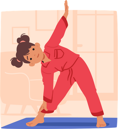 Energetic Young Girl Joyfully Performs Morning Exercises  Illustration