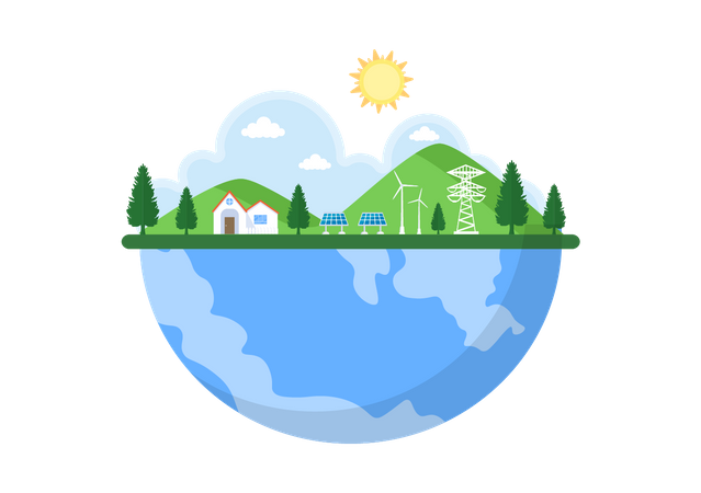 Energía ecológica sostenible  Ilustración