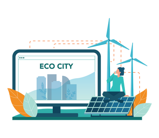 Energía ecológica sostenible  Ilustración