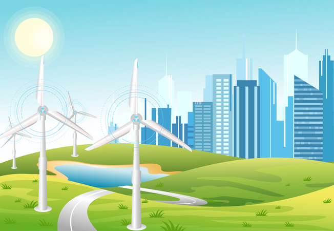 Energía ecológica sostenible  Ilustración