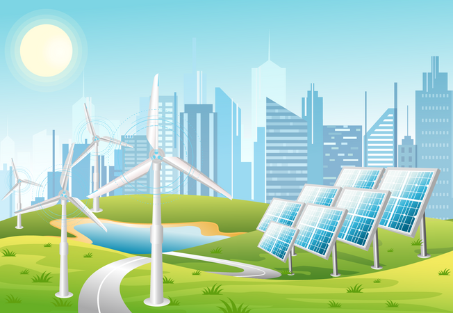 Energia ecológica sustentável  Ilustração