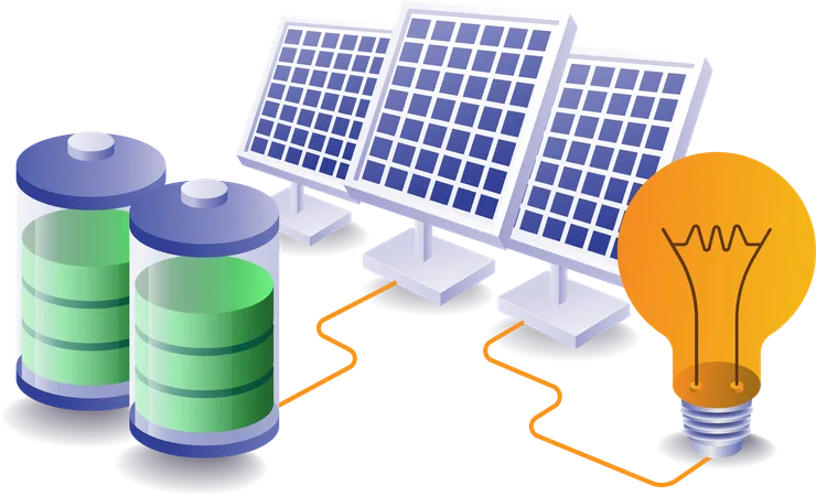 A energia elétrica é usada para carregar baterias  Ilustração