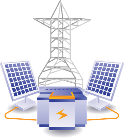 A energia solar é armazenada em geradores  Ilustração