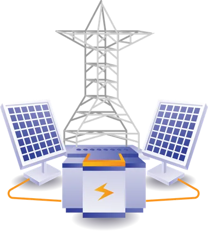 A energia solar é armazenada em geradores  Ilustração