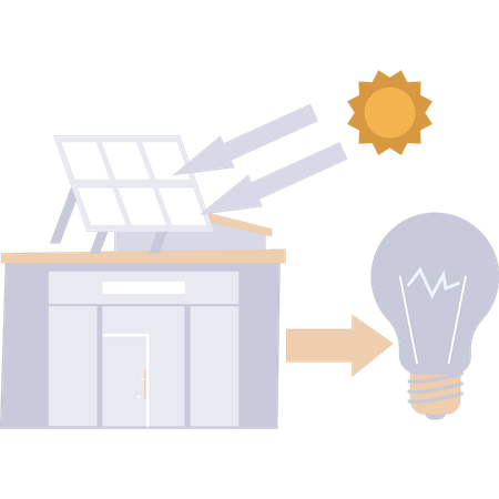 A energia solar é armazenada em painéis solares  Ilustração