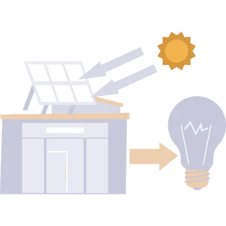 A energia solar é armazenada em painéis solares  Ilustração