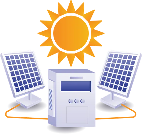 A energia solar é armazenada no gerador  Ilustração