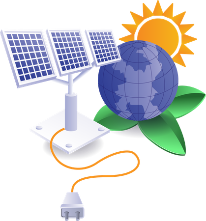 A energia solar mantém nosso planeta Terra brilhando  Ilustração