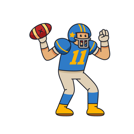 Energic American Football Player holding ball  Illustration