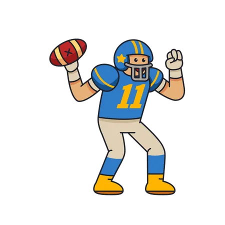 Energic American Football Player holding ball  Illustration