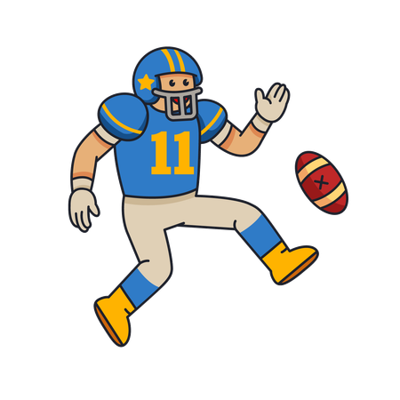 Energic American Football Player kicking ball  Illustration