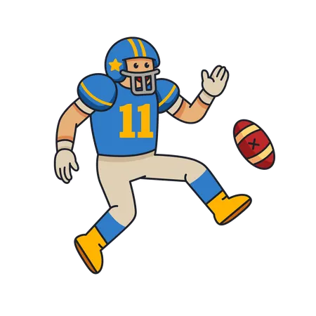 Energic American Football Player kicking ball  Illustration