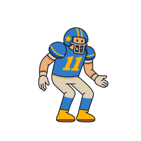Energic American Football Player Moves  Illustration