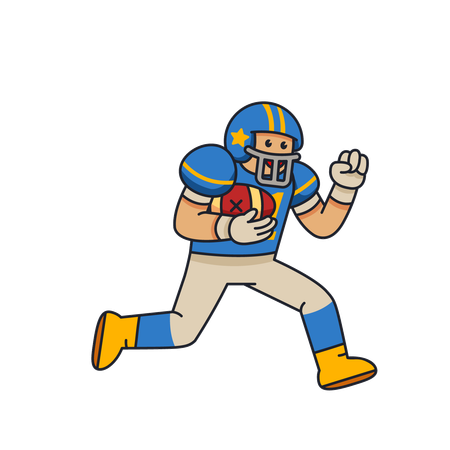 Energic American Football Player running  Illustration