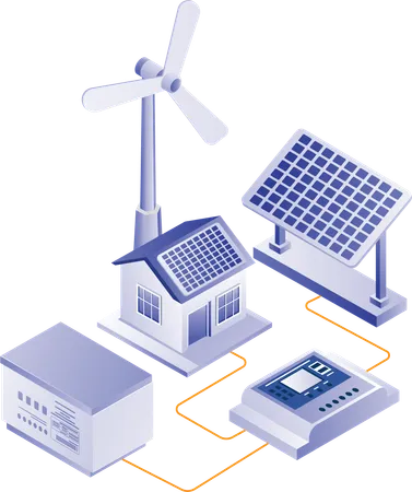 L'énergie électrique avec des panneaux solaires  Illustration