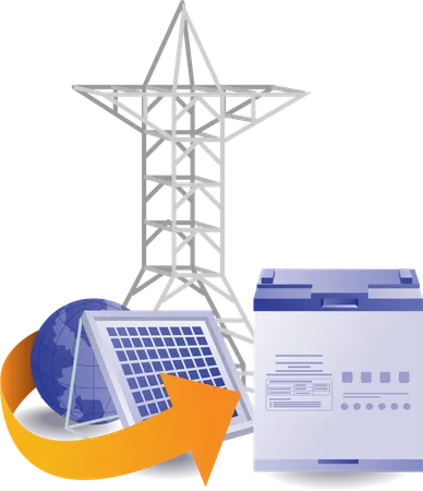 Panneaux solaires à énergie électrique éco vert  Illustration