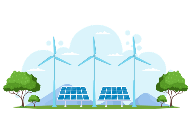 Énergie éolienne et solaire  Illustration