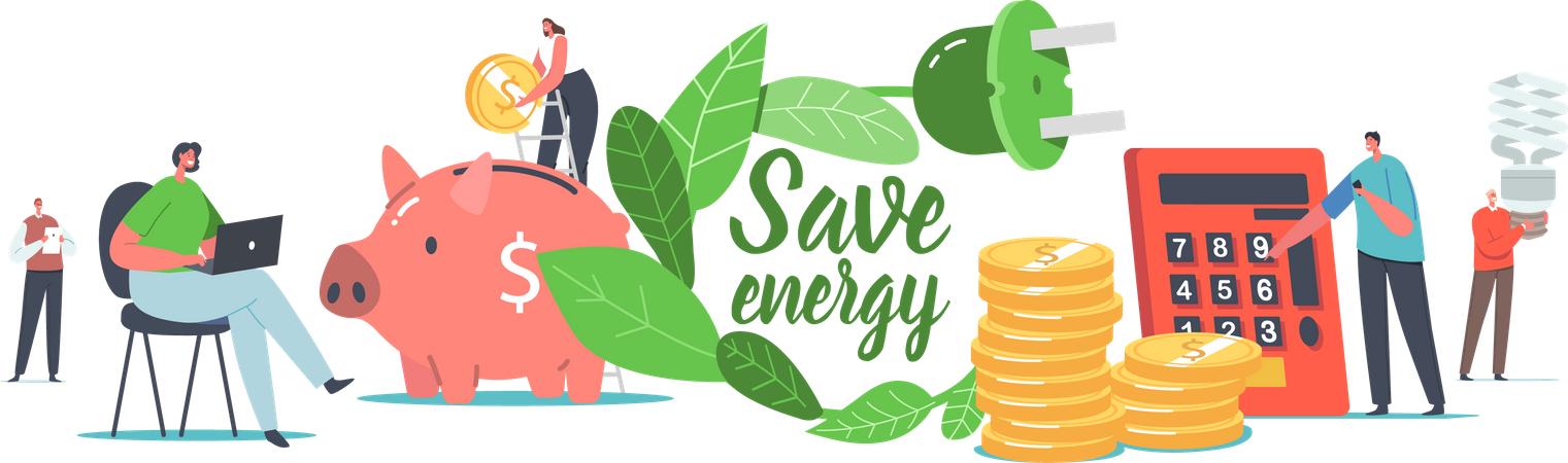 Energie sparen Umwelt  Illustration
