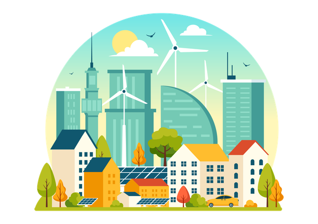 Energieeffizienz in der Stadt  Illustration