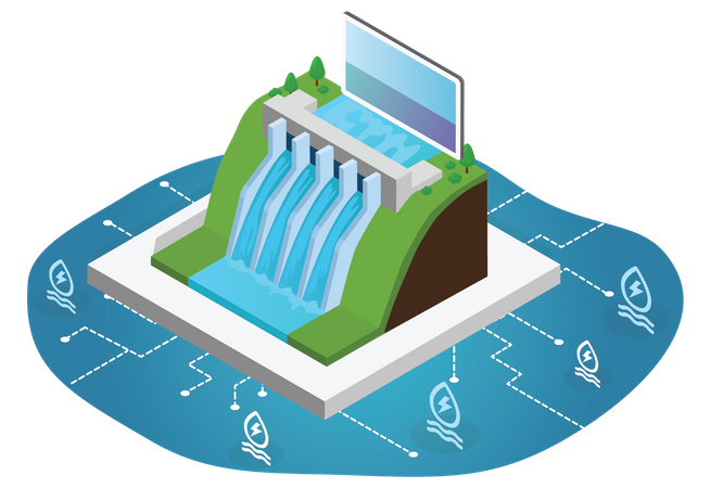 Energiegewinnung durch Wasser  Illustration