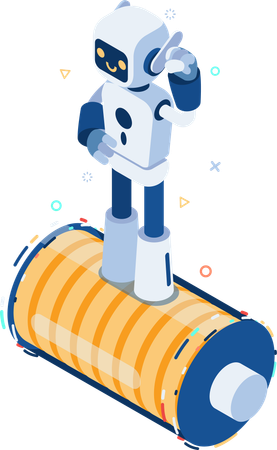Energized Ai Robot Standing on Full Energy Battery  Illustration