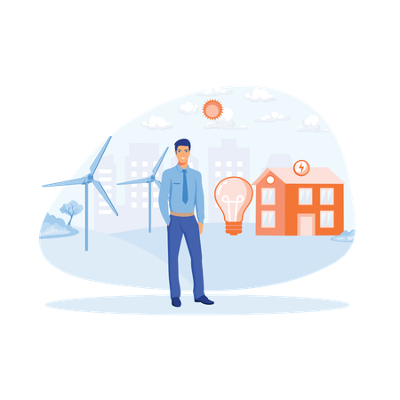 Energy efficiency in household and industry  Illustration