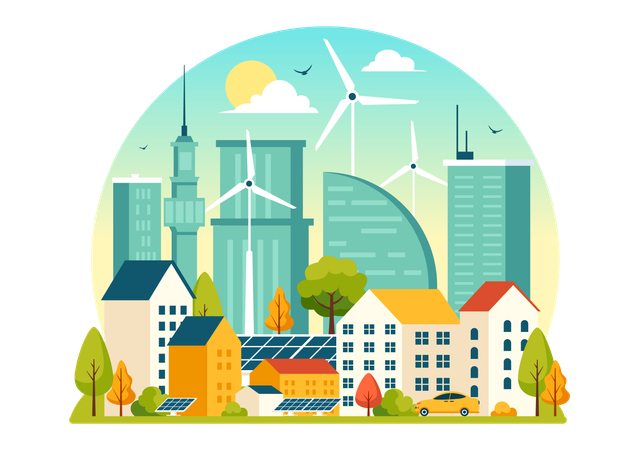 Energy Efficiency in the City  Illustration