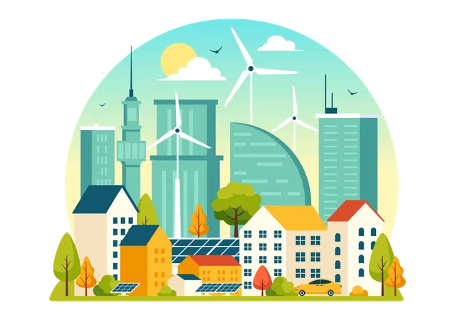 Energy Efficiency in the City  Illustration