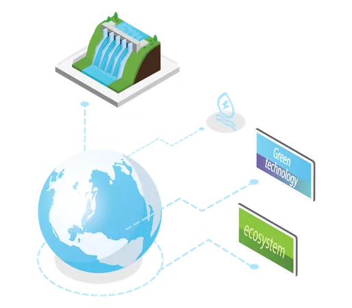 Energy Production through water  Illustration