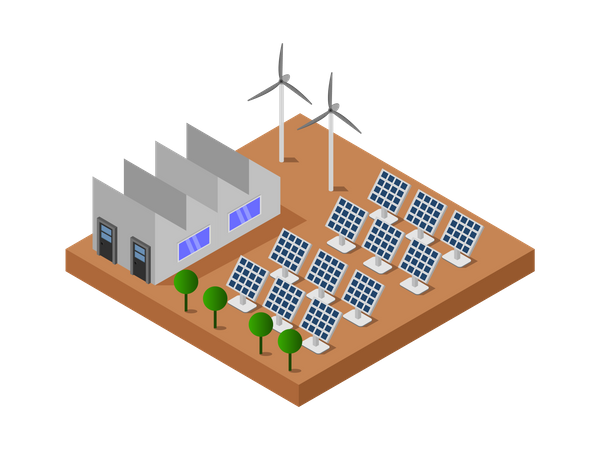 Energy production using solar panel  Illustration