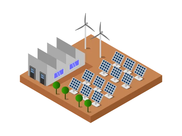 Energy production using solar panel  Illustration