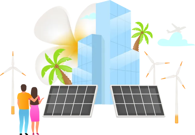 Energy saving by solar system  Illustration