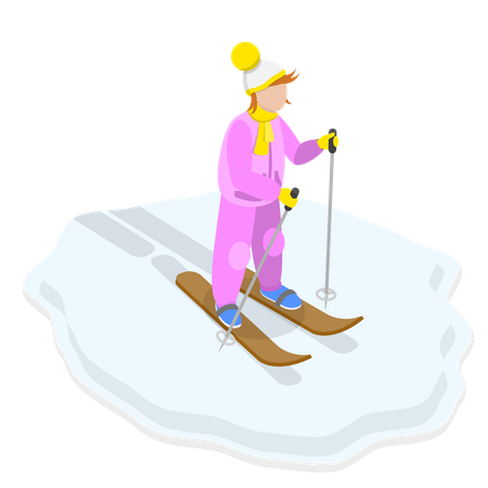 Enfant appréciant le ski  Illustration