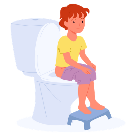 Enfant assis sur les toilettes  Illustration