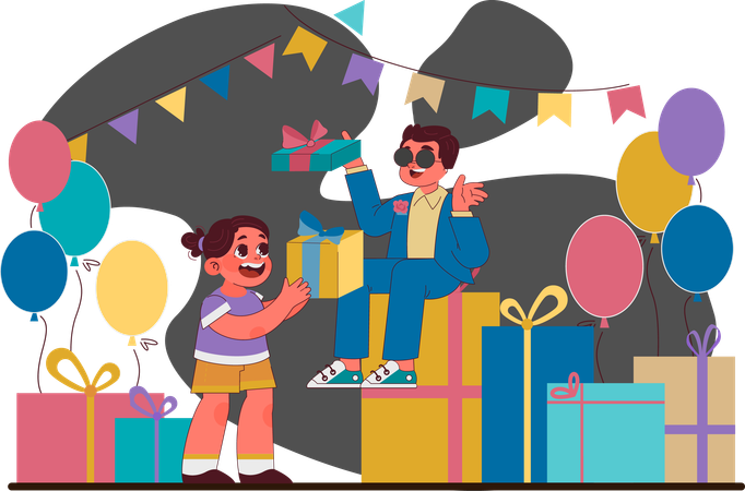 Enfant célébrant son anniversaire  Illustration