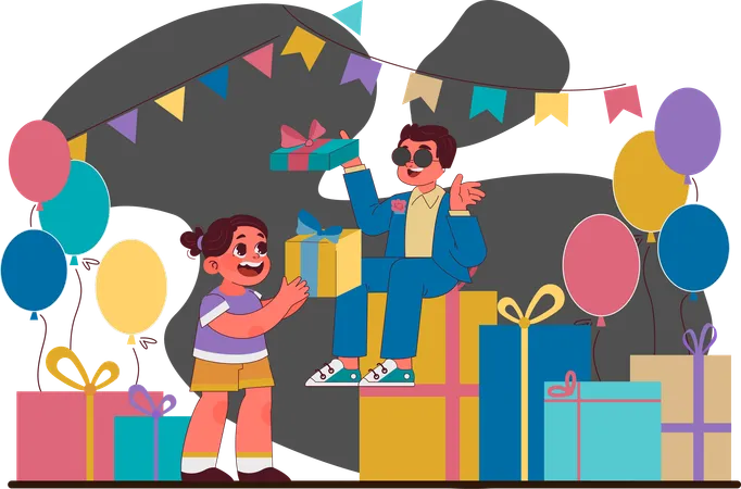 Enfant célébrant son anniversaire  Illustration