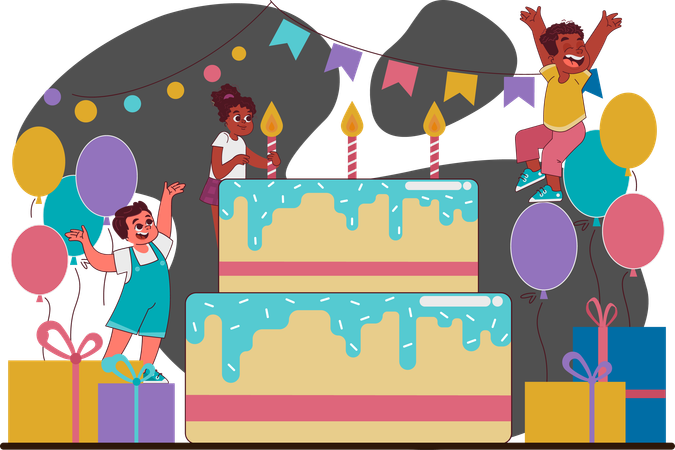 Enfant célébrant son anniversaire  Illustration